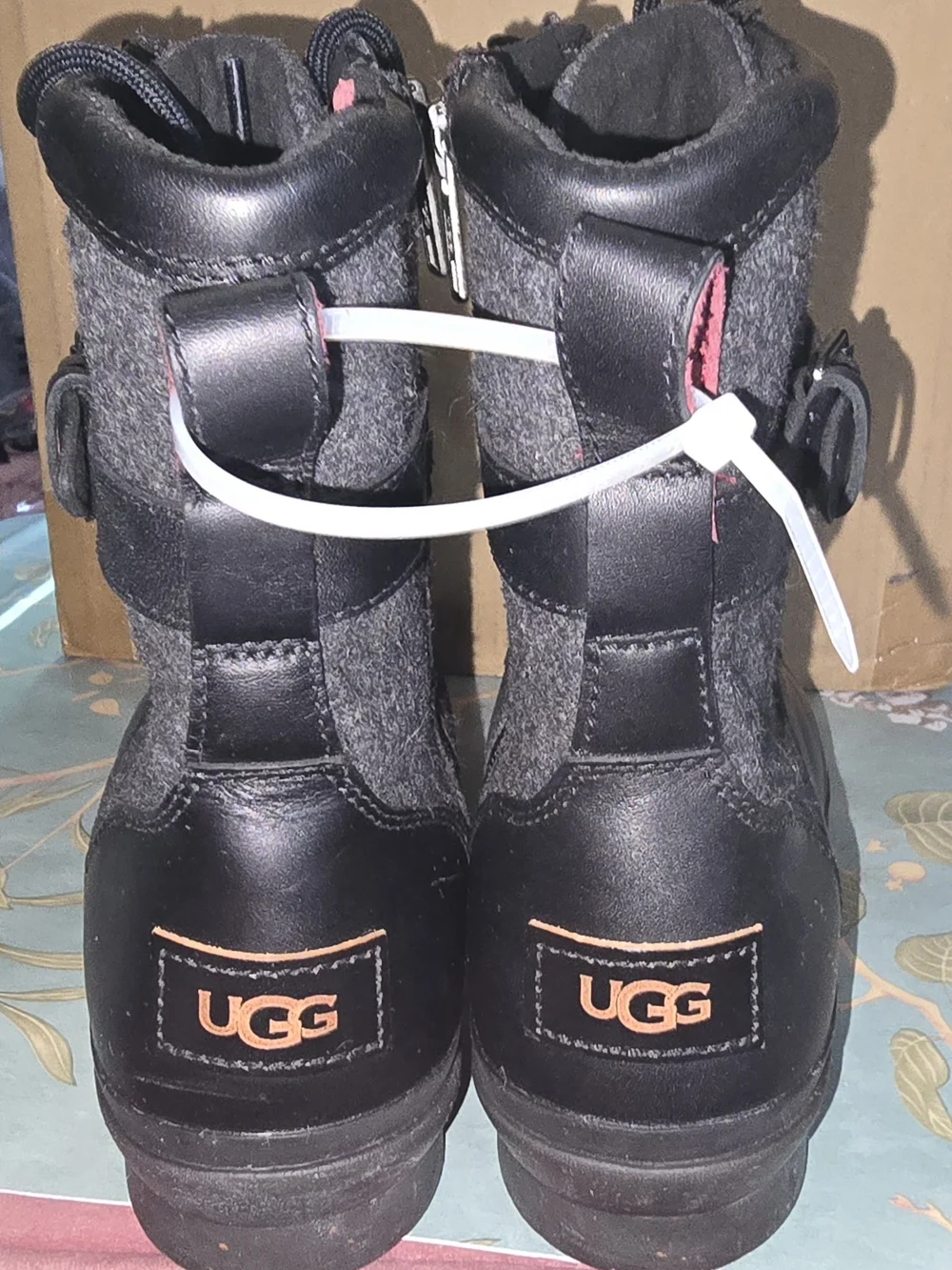 UGG Women's Black Lace-Up Side-Zip Winter Boots